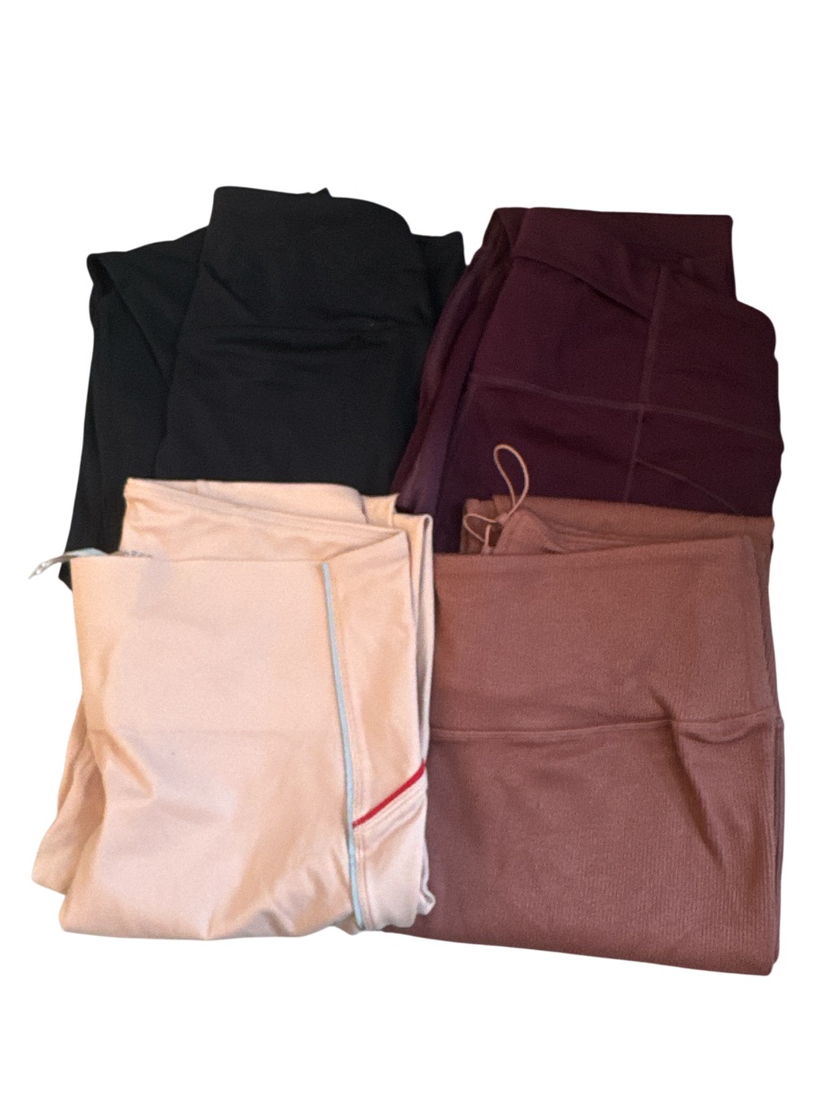 Fabletics Set Of 4 Leggings Pink Black And Purple Skinny - Size L